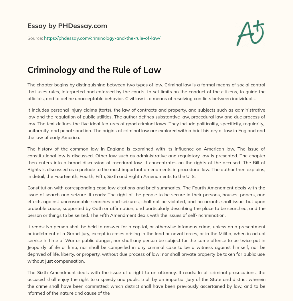 Criminology and the Rule of Law essay