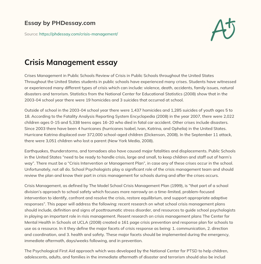 Crisis Management essay essay