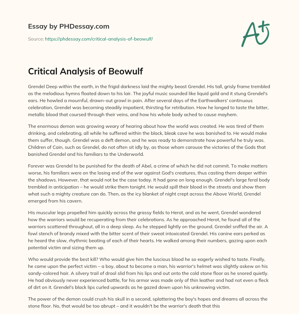 Critical Analysis of Beowulf essay
