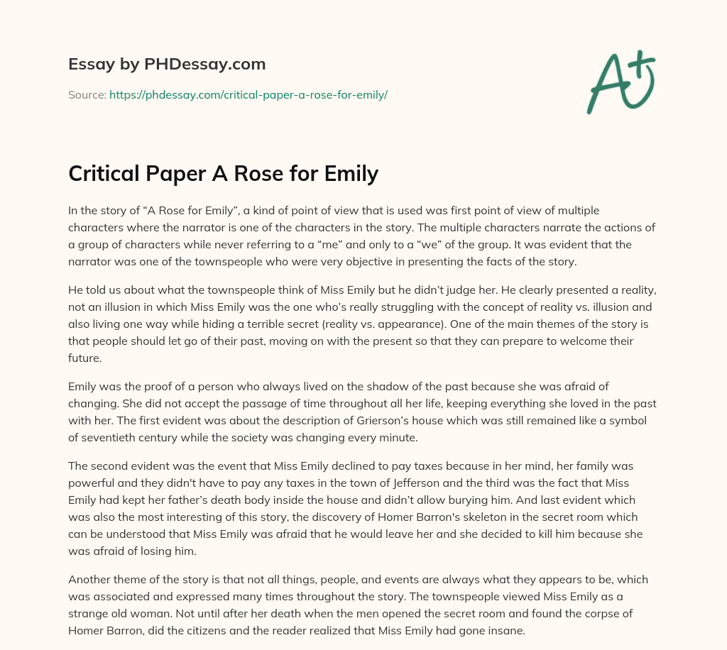 a rose for emily ap lit essay
