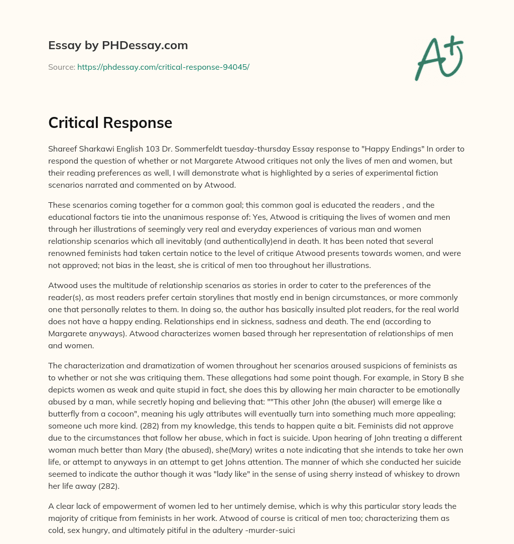Critical Response essay