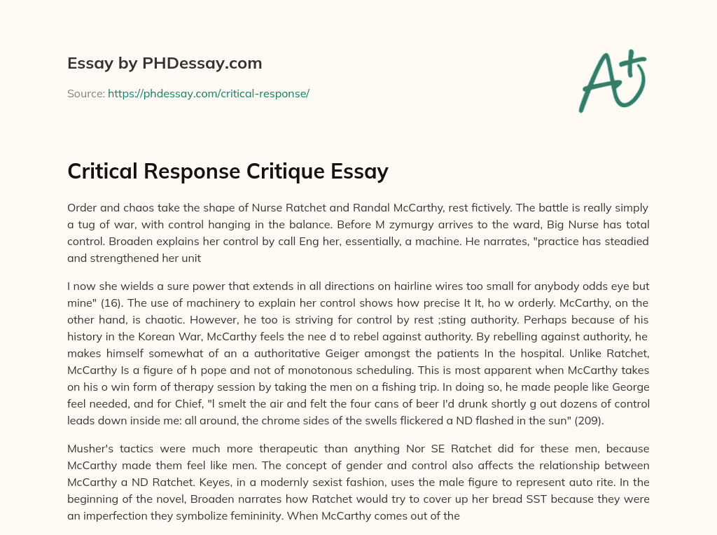 response critique essay