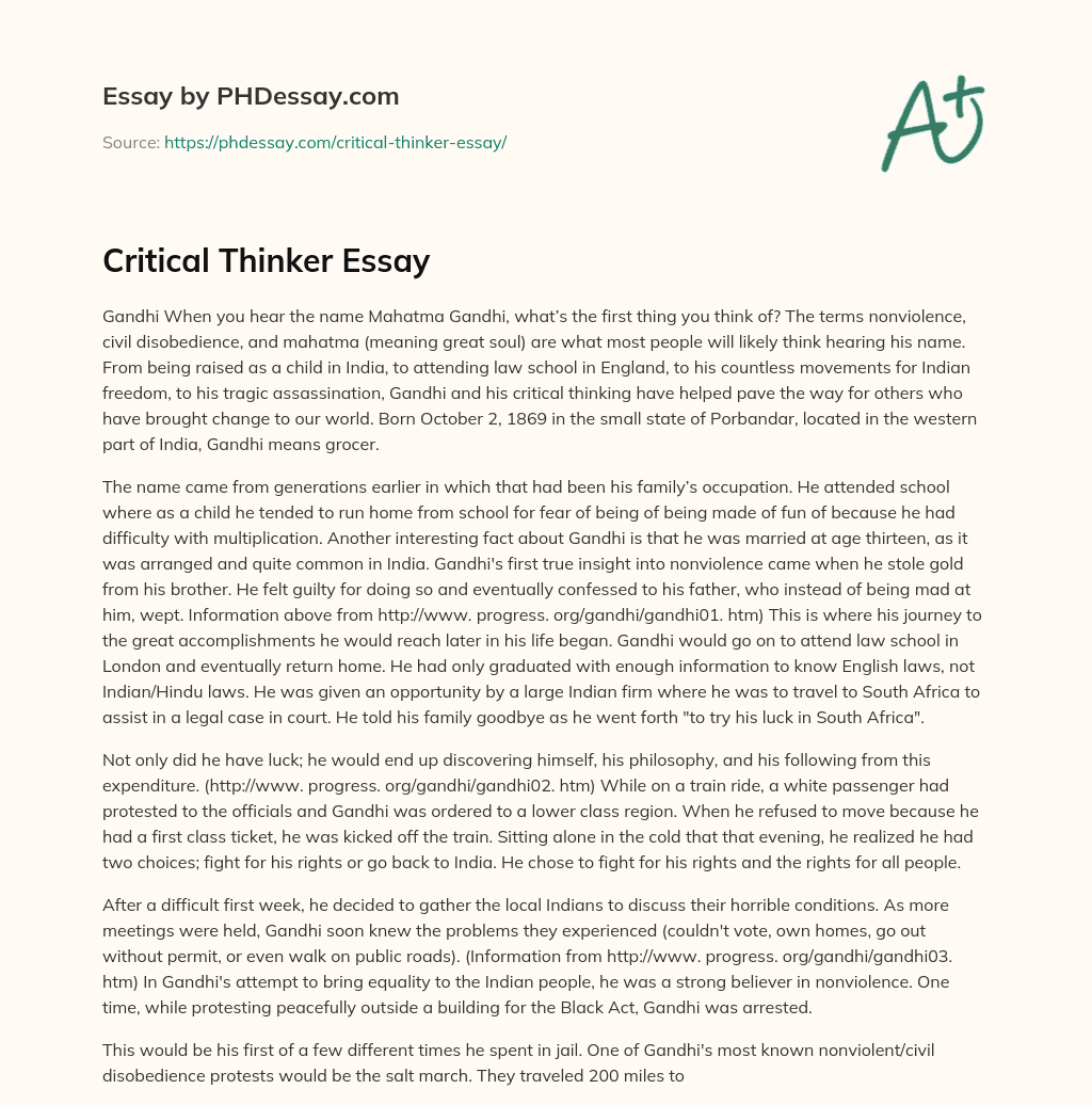The Life and Legacy of Mahatma Gandhi essay