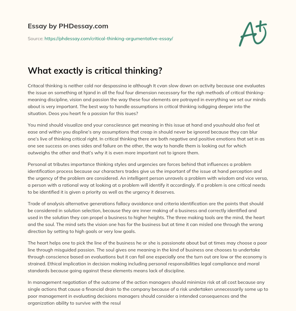 What exactly is critical thinking? essay