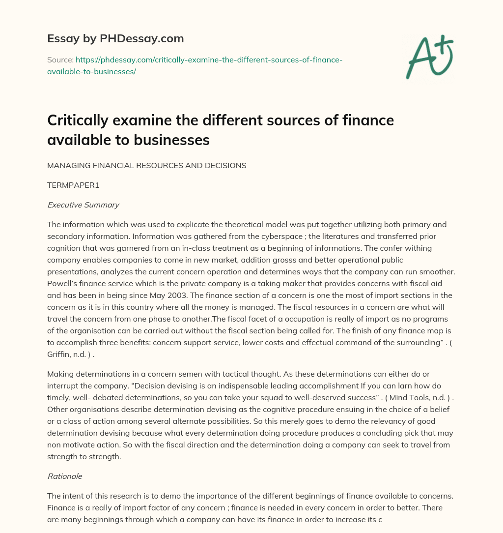 Utilizing Primary and Secondary Information to Explicate Theoretical Model for Business Growth and Financial Management essay
