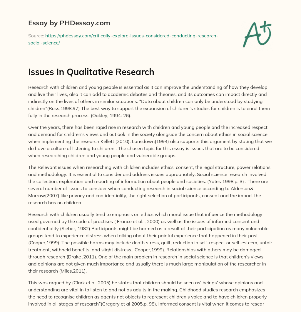 Issues In Qualitative Research essay