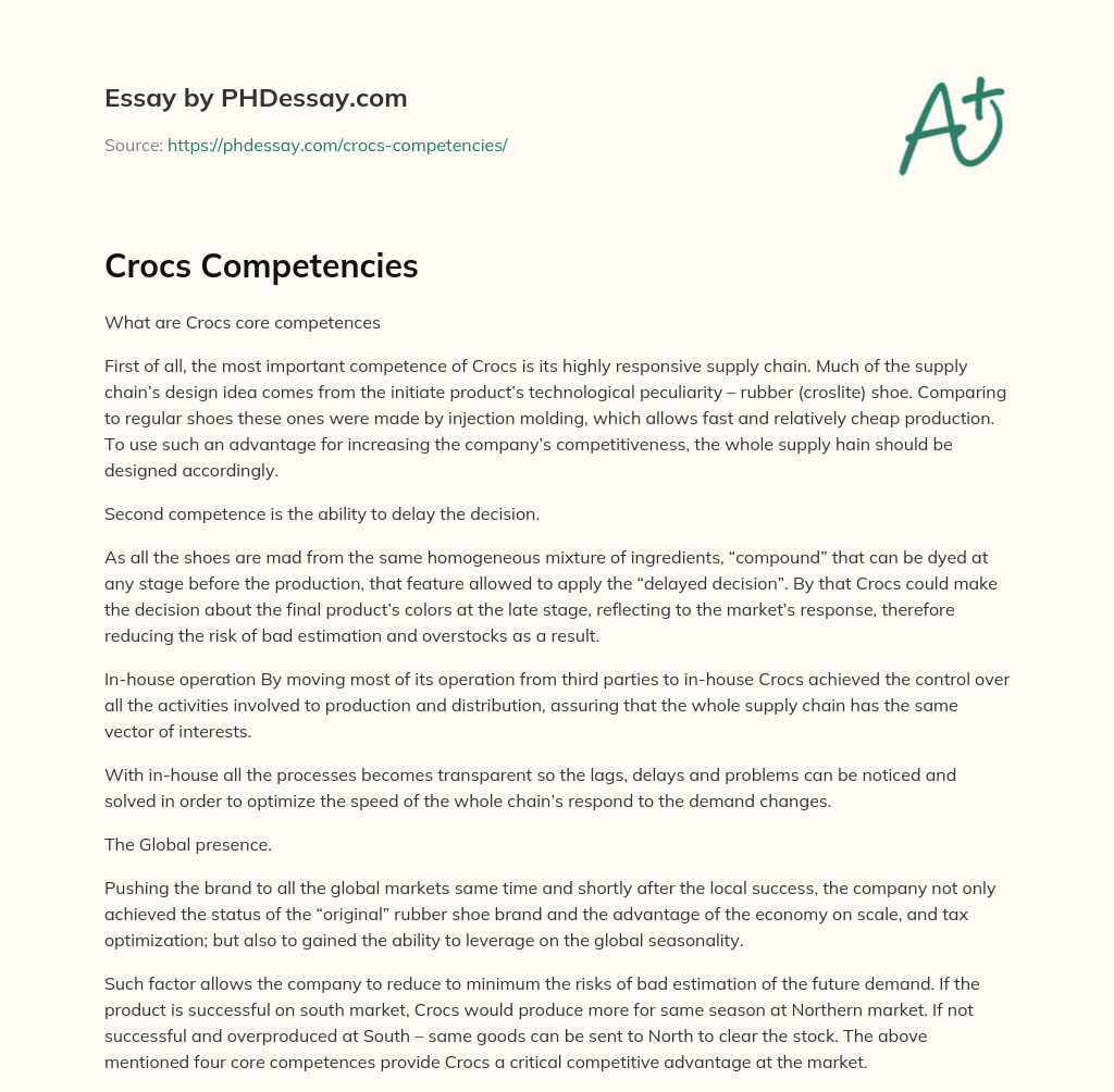 Crocs Competencies essay