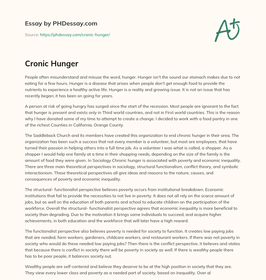 Cronic Hunger essay