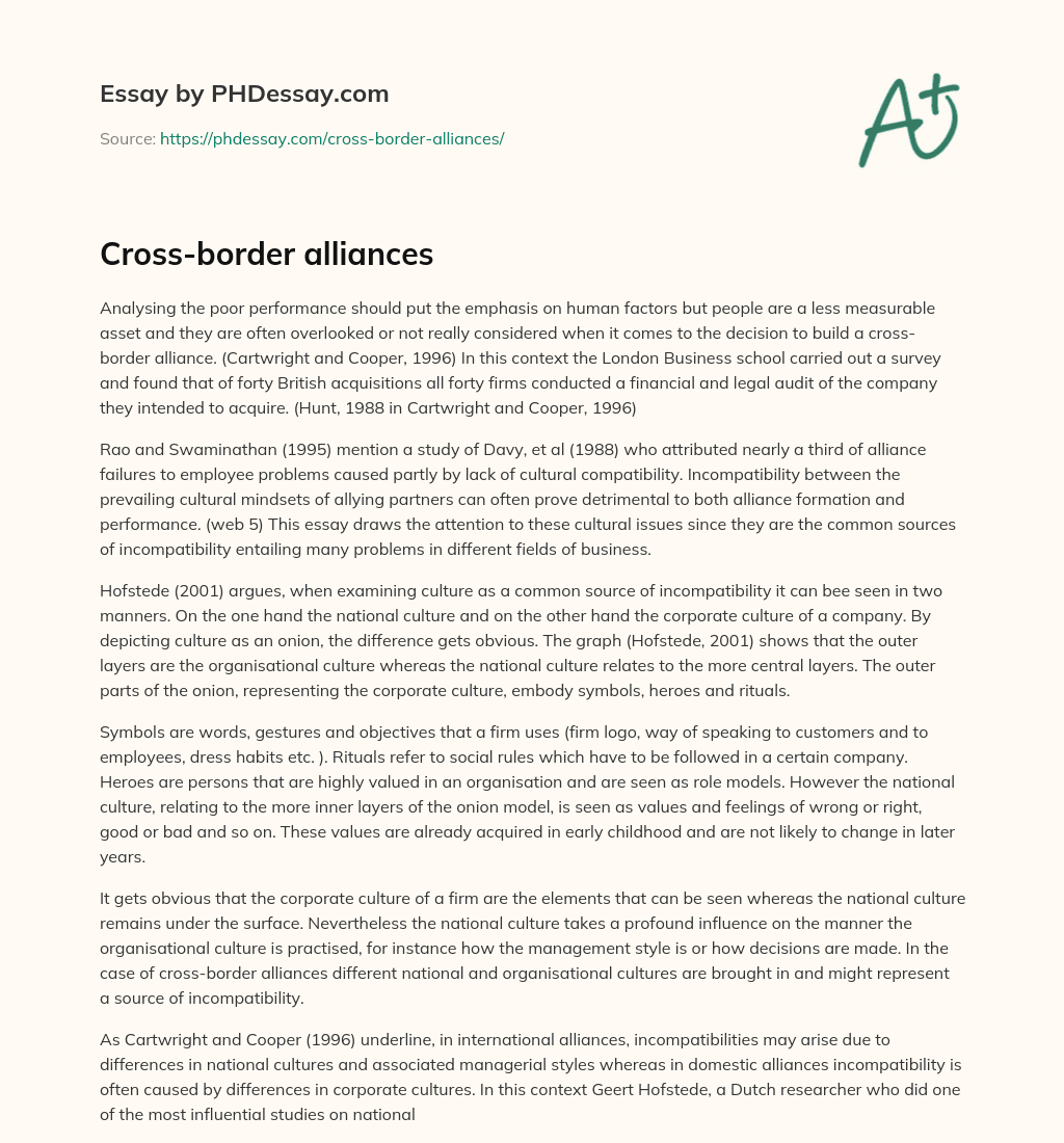 Cross-border alliances essay