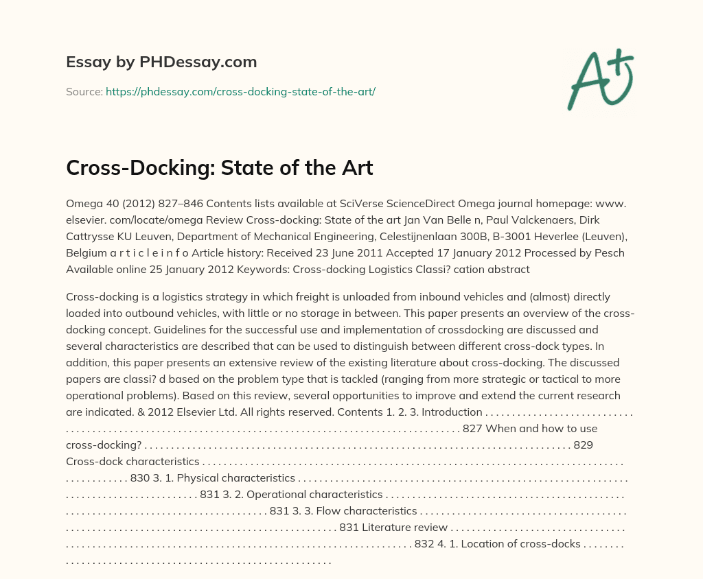Cross-Docking: State of the Art essay