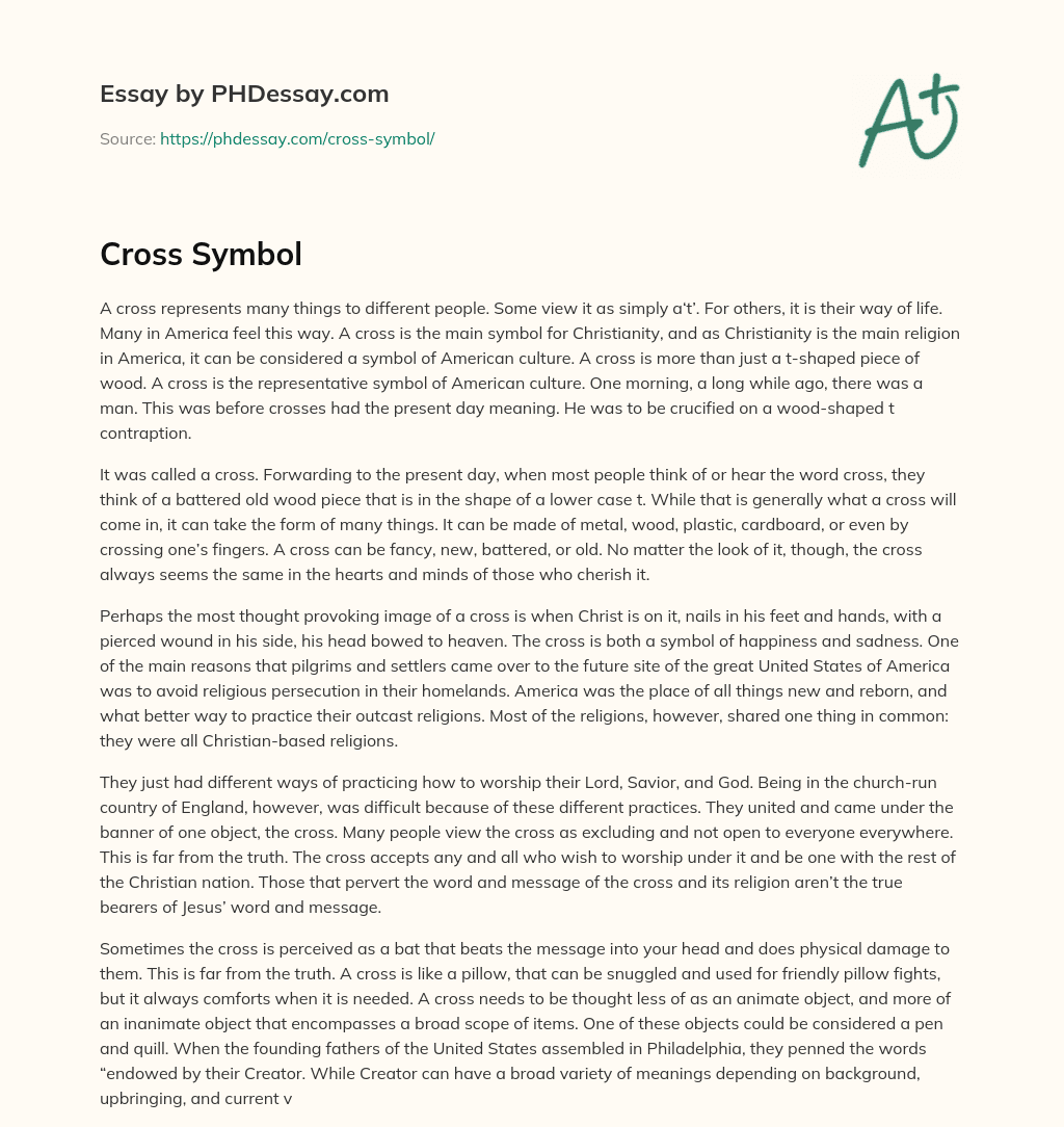 The Symbolism of the Cross in American Culture essay