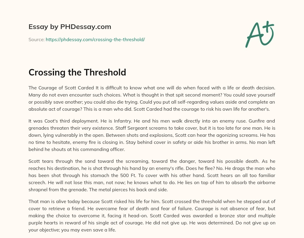 Crossing the Threshold (400 Words)