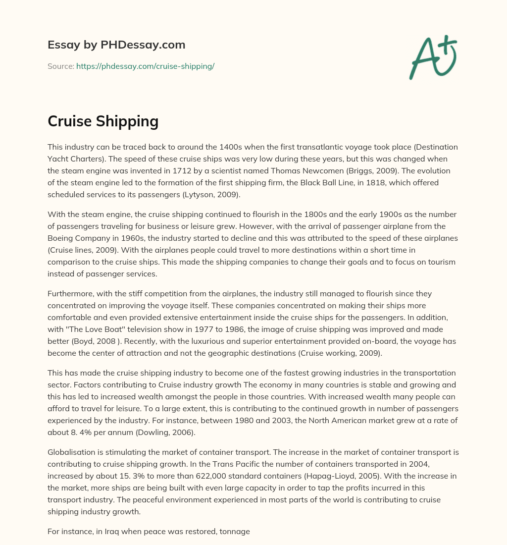Cruise Shipping essay
