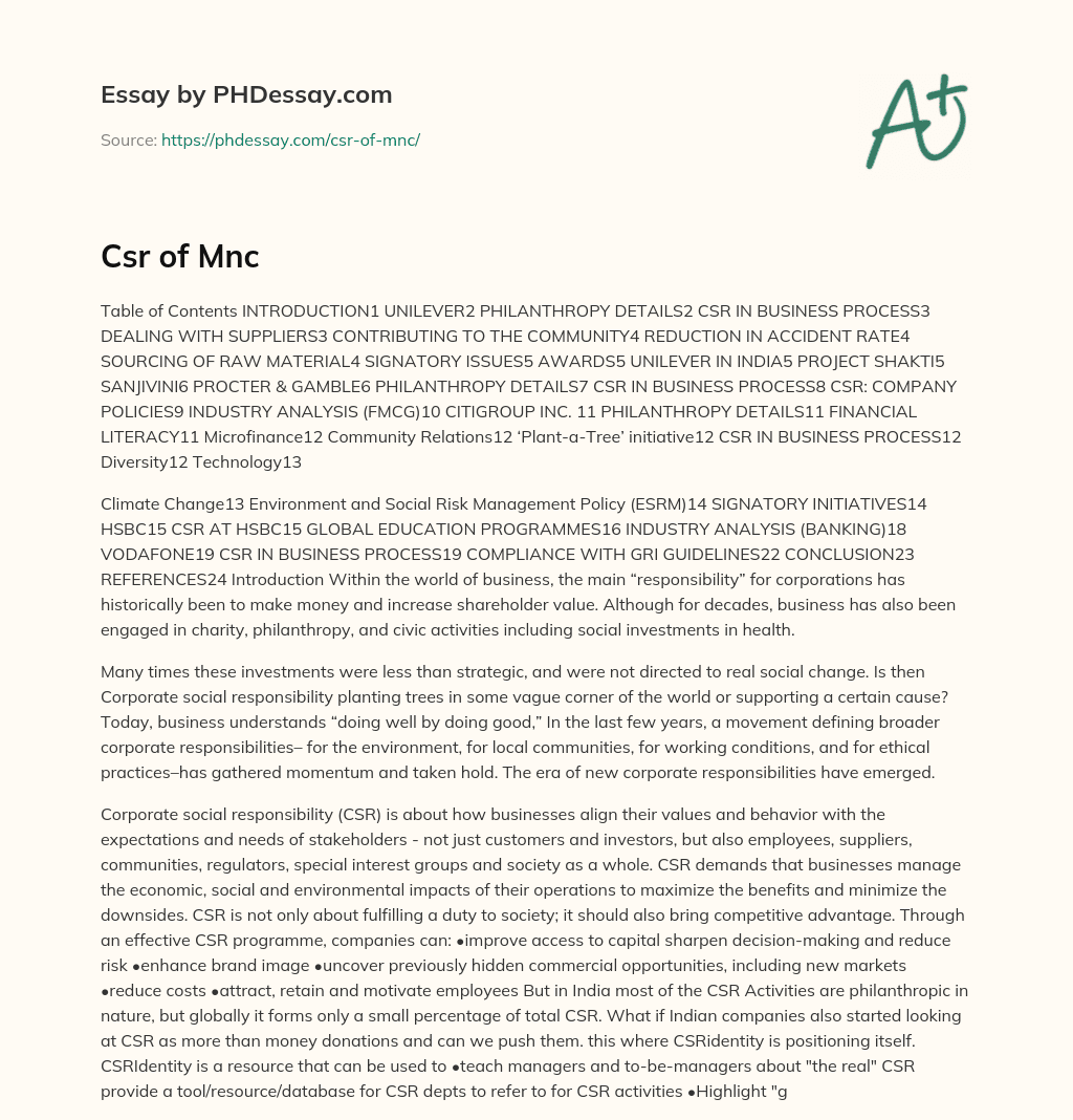 Corporate Social Responsibility and Philanthropy in Business essay