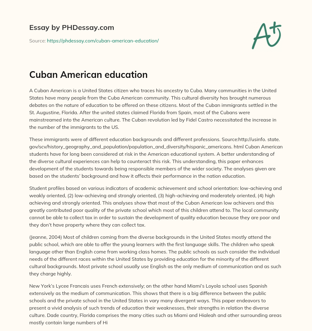 Cuban American education essay