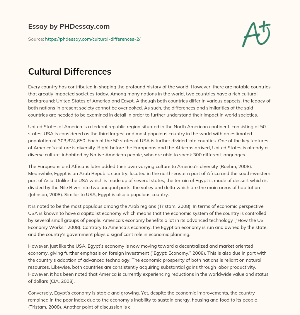 Cultural Differences essay