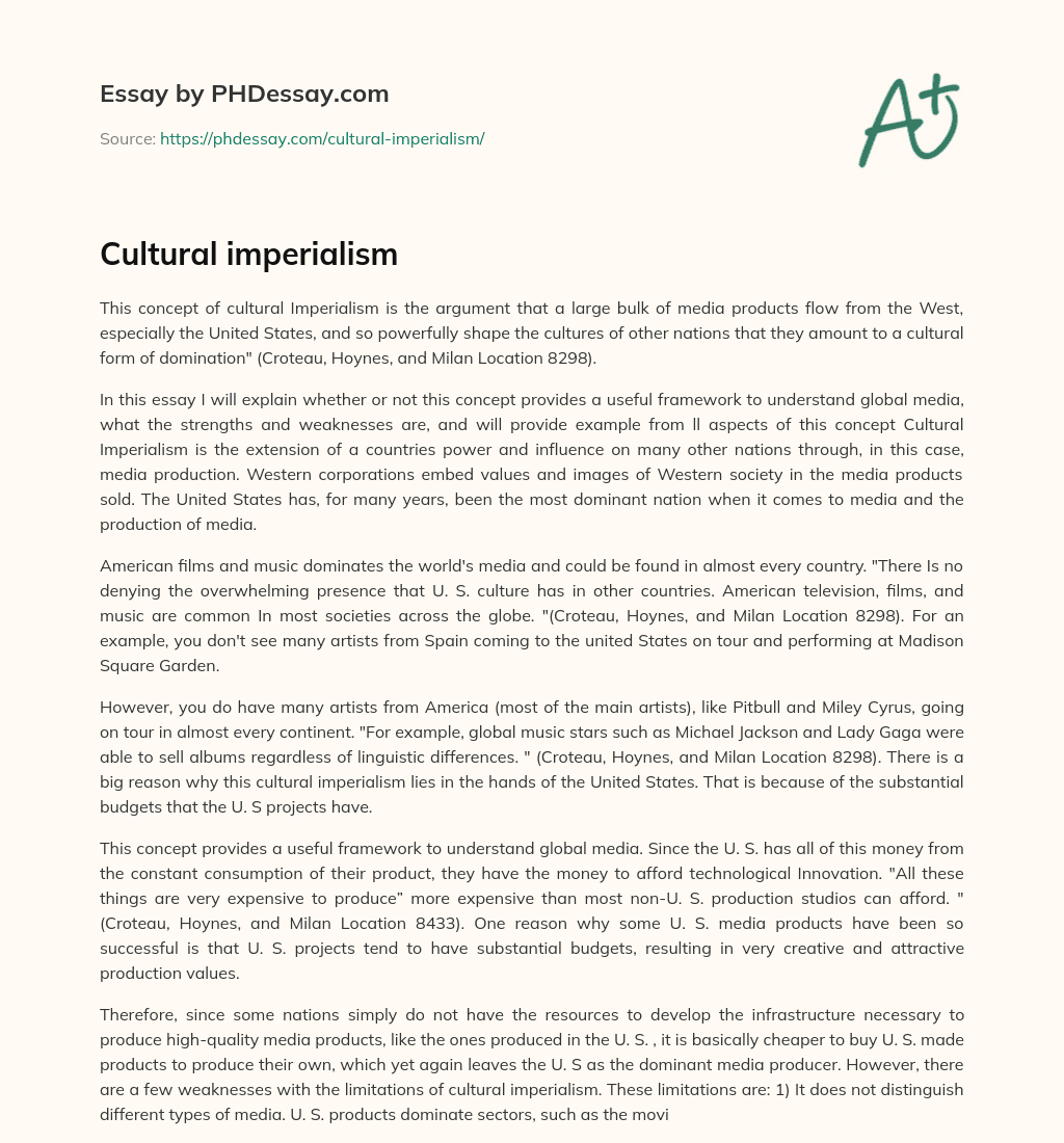 Cultural imperialism essay