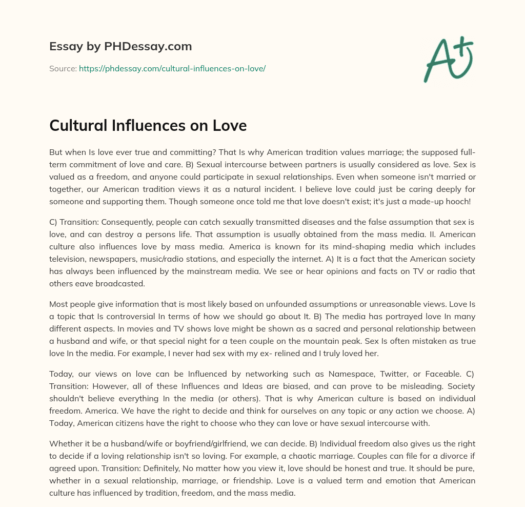 Cultural Influences on Love essay
