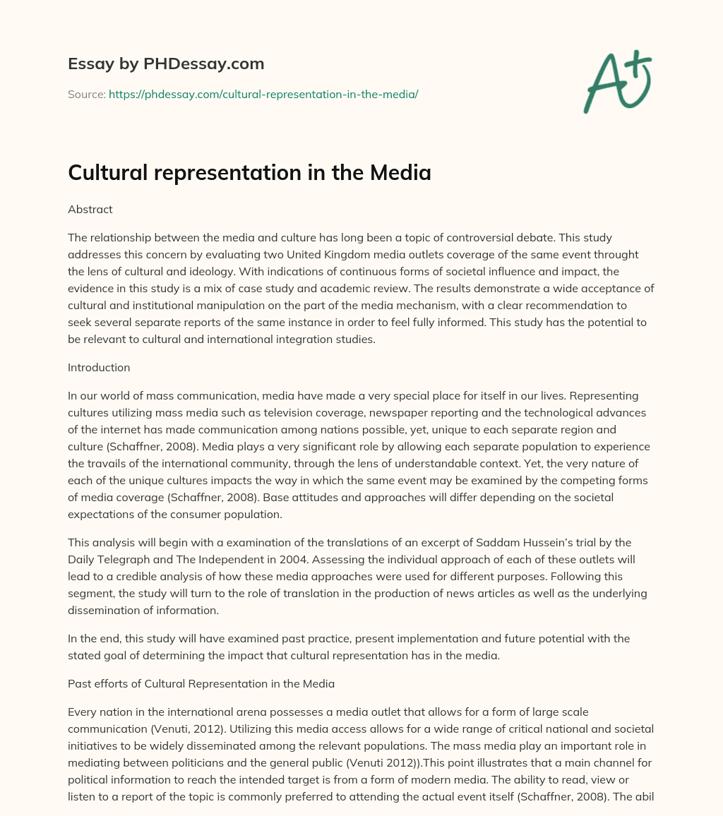 cultural representation essay