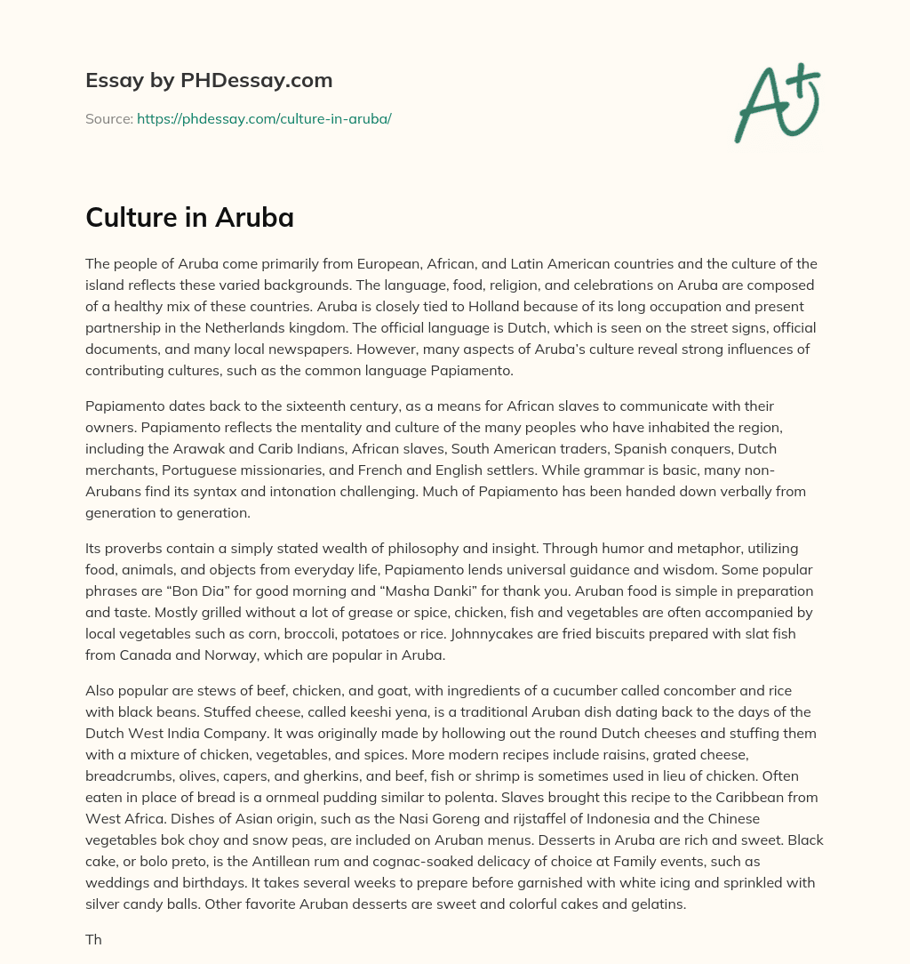 Culture in Aruba essay