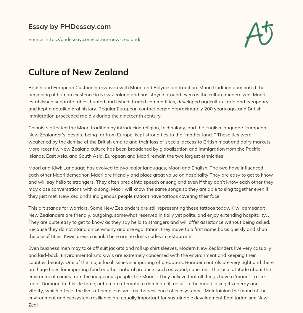new zealand culture essay