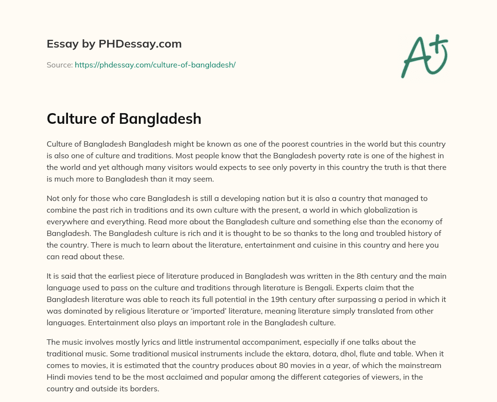 essay on bangladesh culture