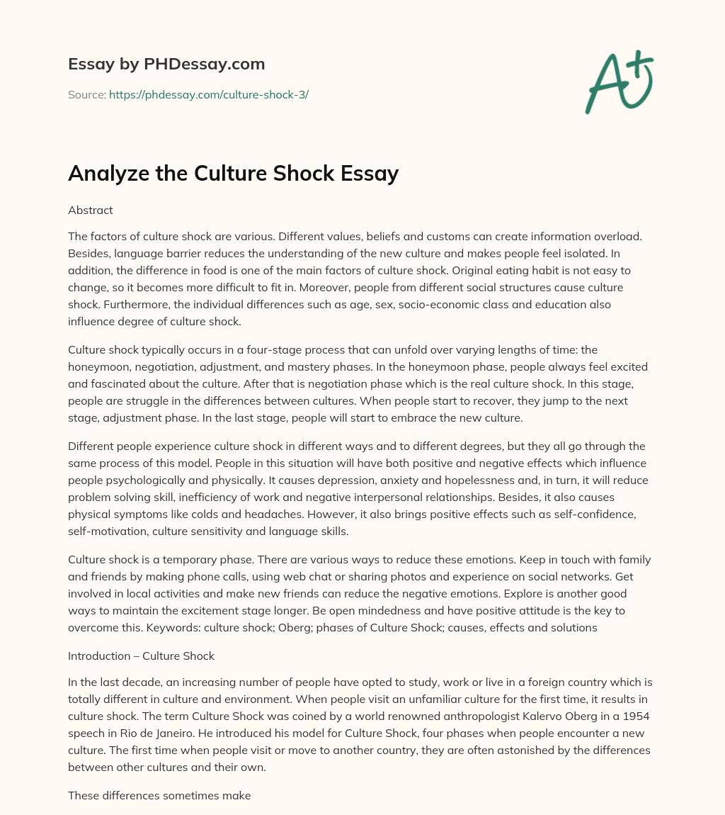 culture shock essay conclusion