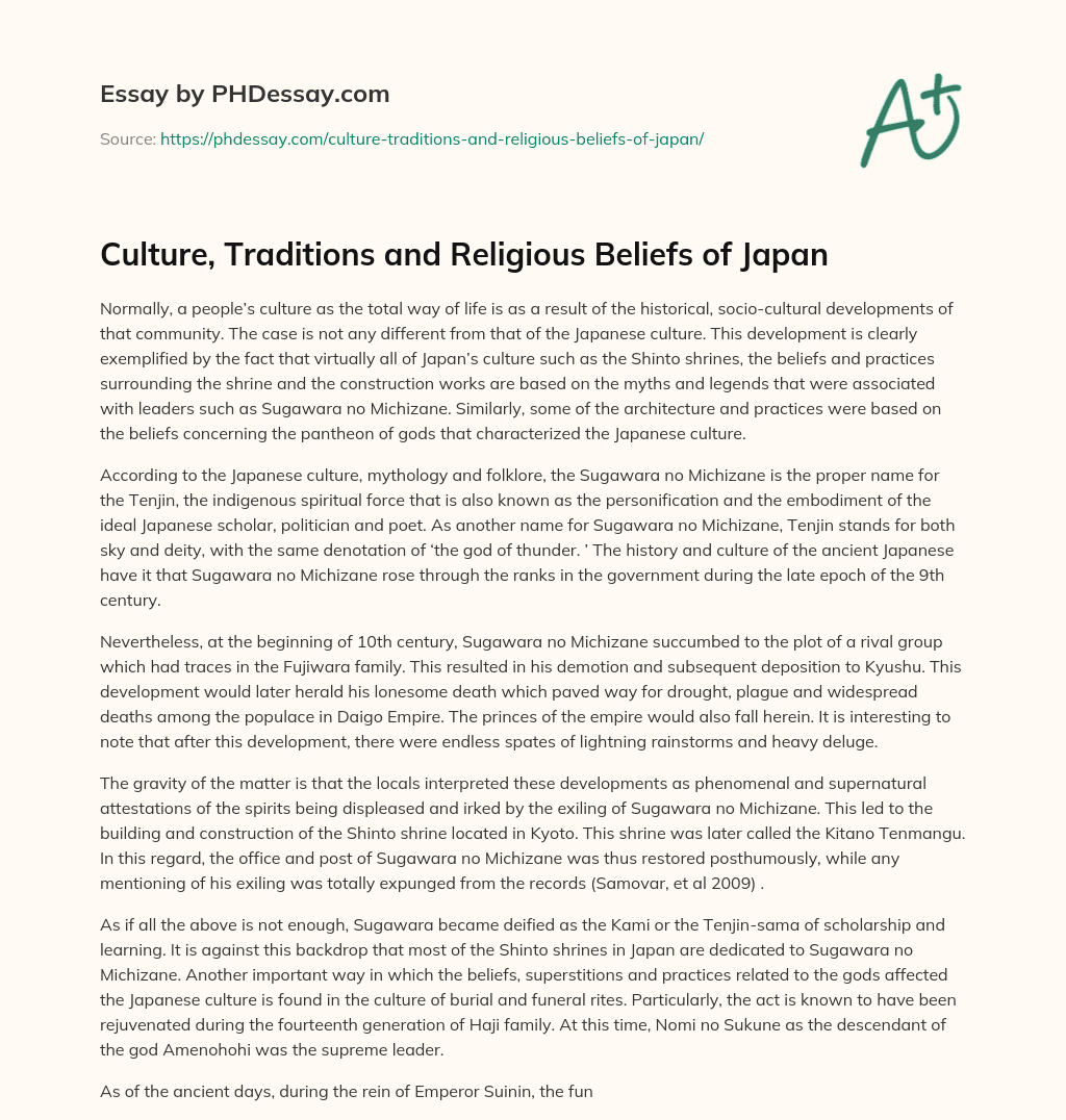 Culture, Traditions and Religious Beliefs of Japan essay