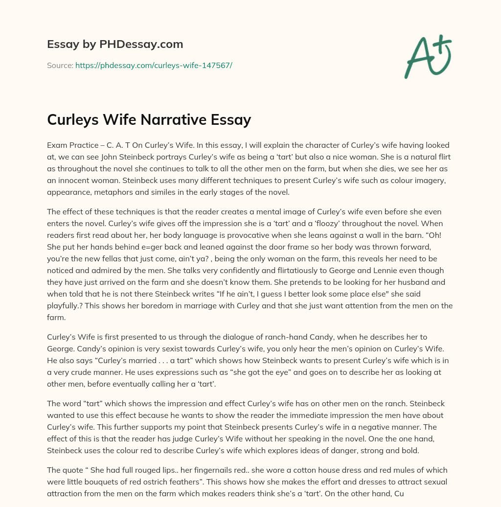 Curleys Wife Narrative Essay essay