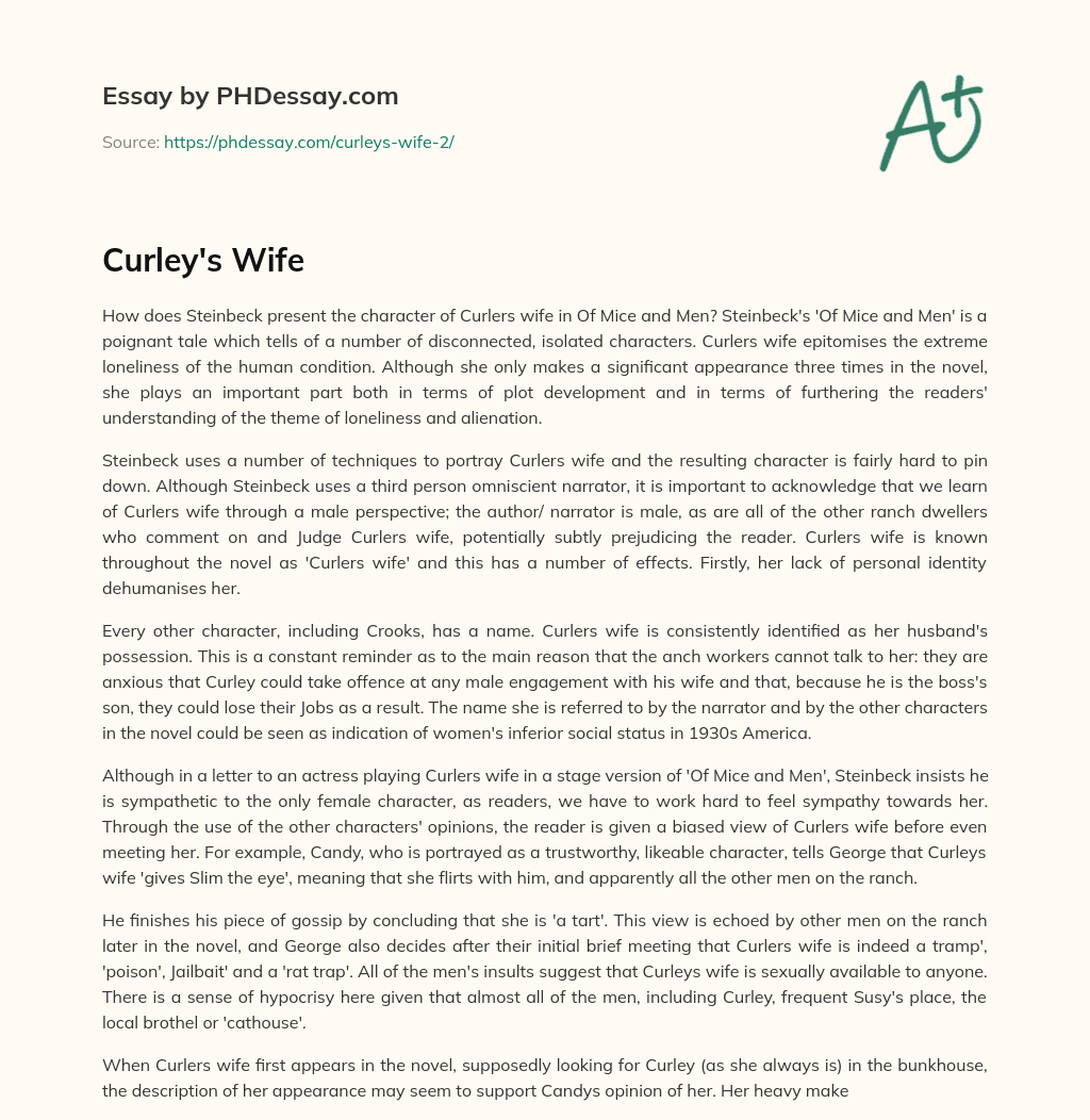 Curley’s Wife essay