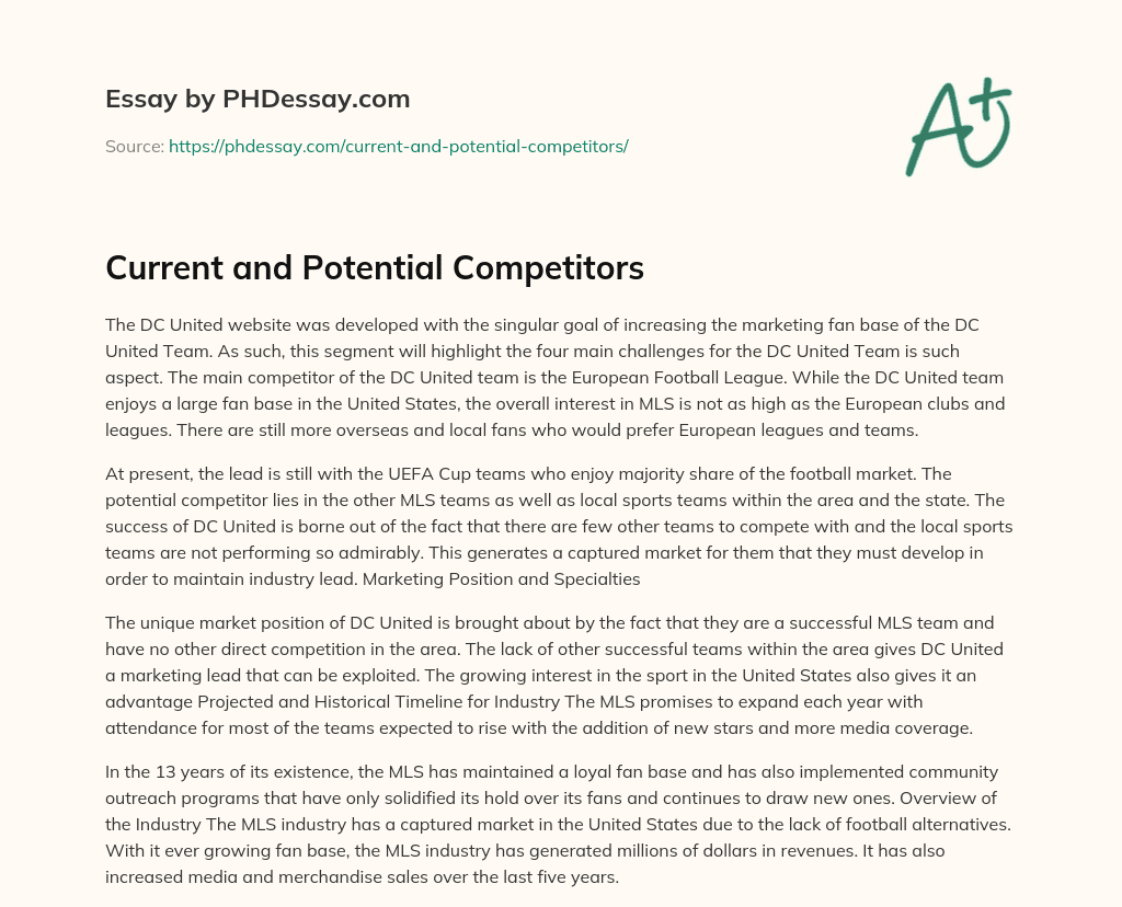 Current and Potential Competitors essay