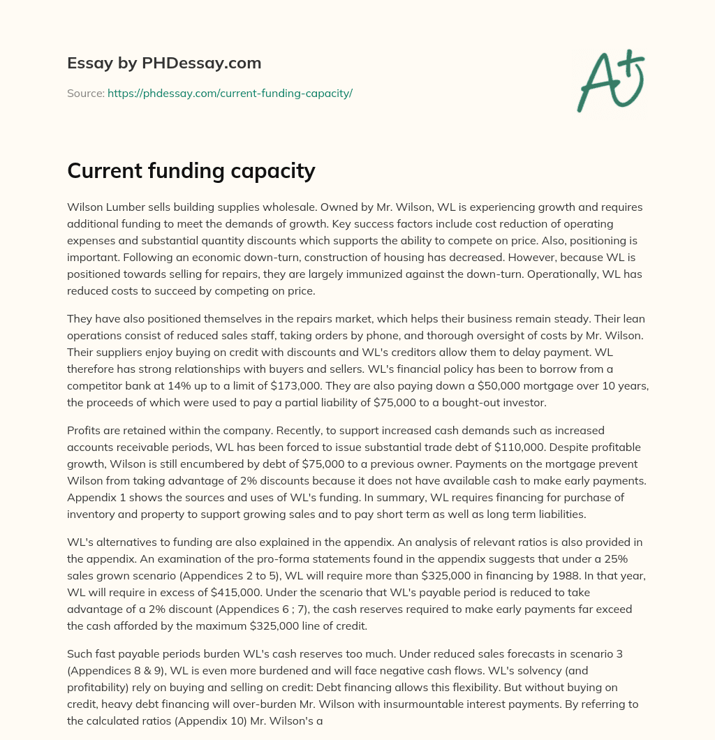 Current funding capacity essay