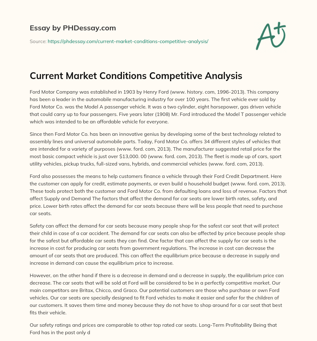 Current Market Conditions Competitive Analysis essay