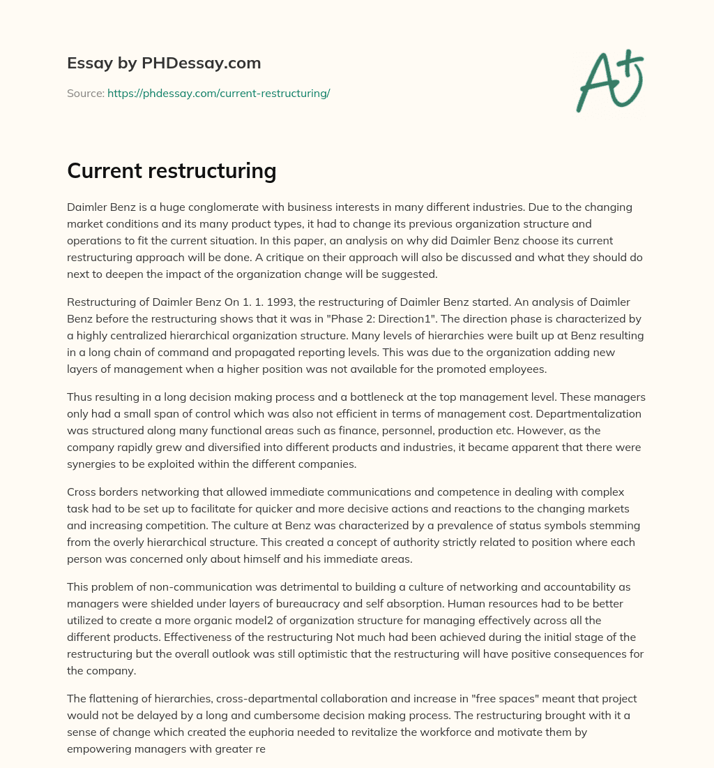 Current restructuring essay