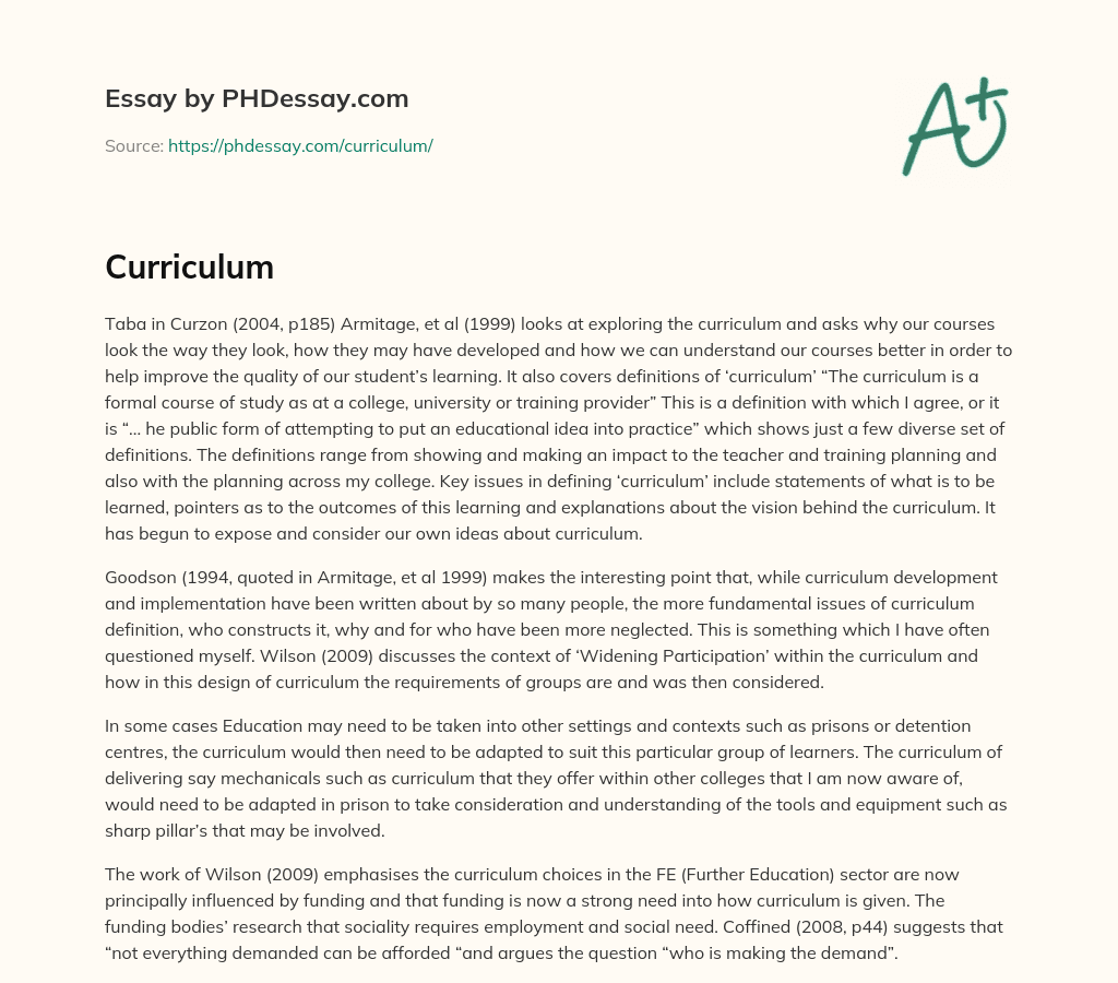 Exploring the Curriculum: Understanding and Improving Student Learning essay