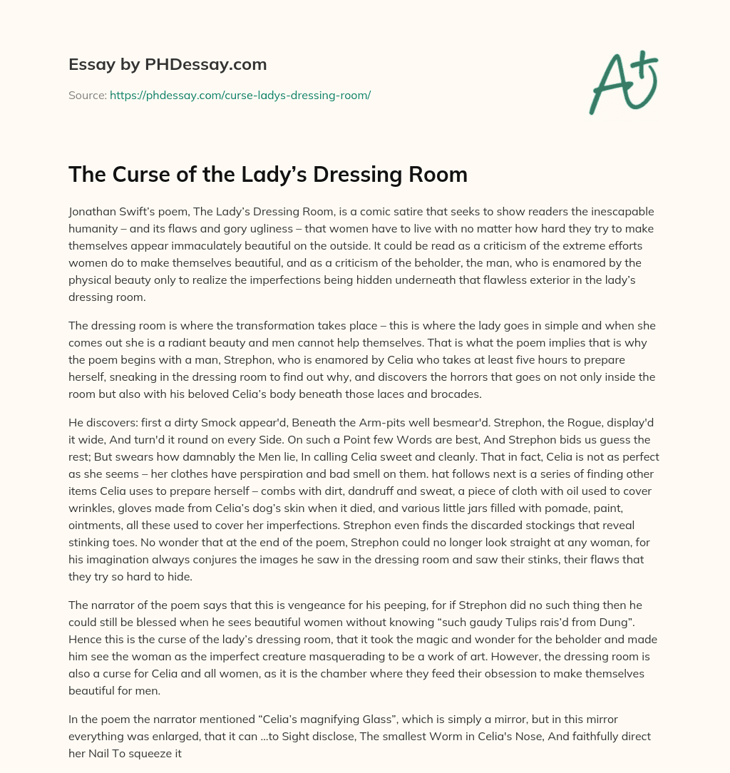 The Curse of the Lady’s Dressing Room essay