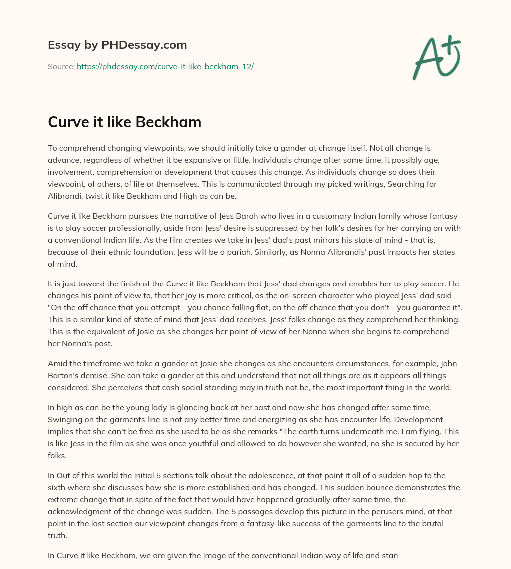 Curve it like Beckham essay