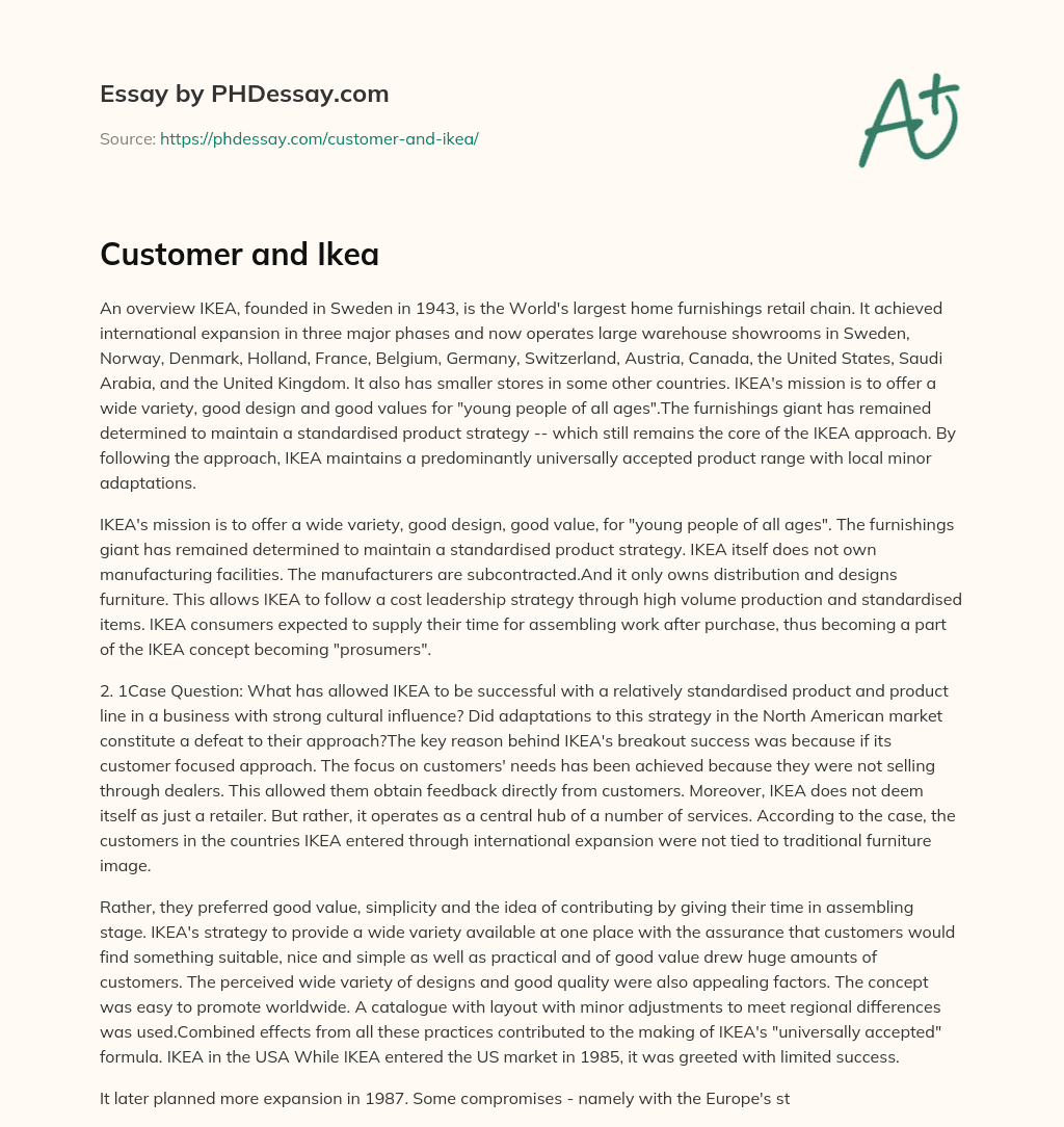 Customer and Ikea essay