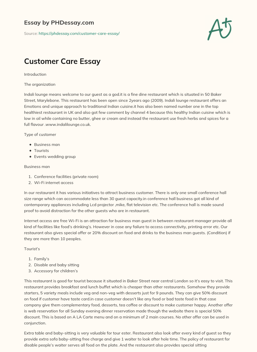 customer care essay topics