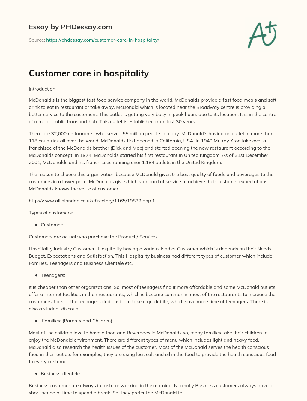 customer-care-in-hospitality-phdessay