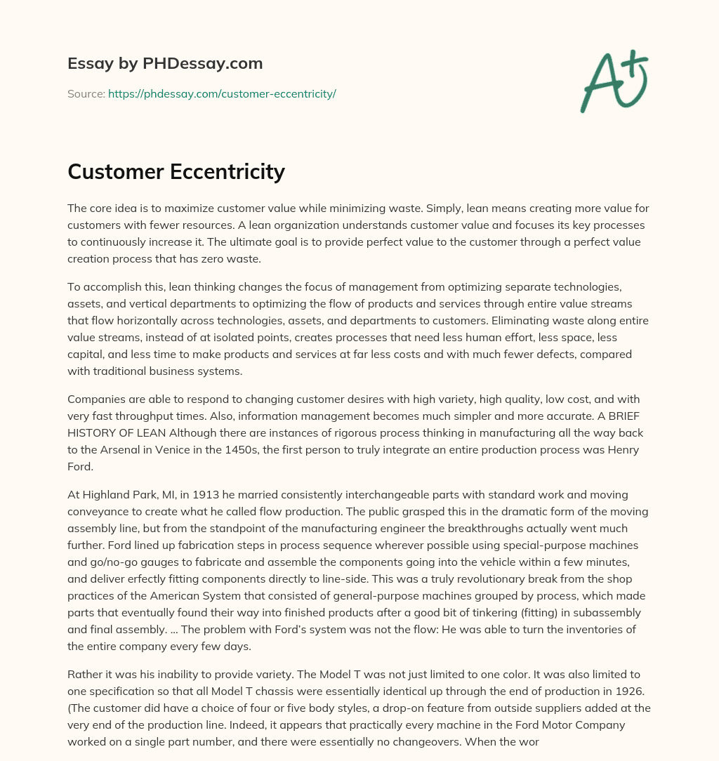 Customer Eccentricity essay