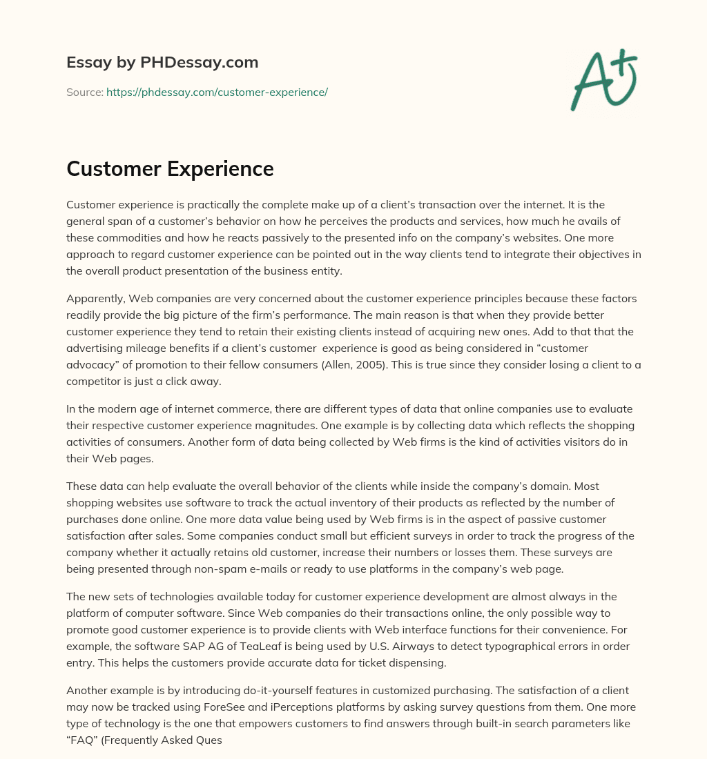 Customer Experience essay