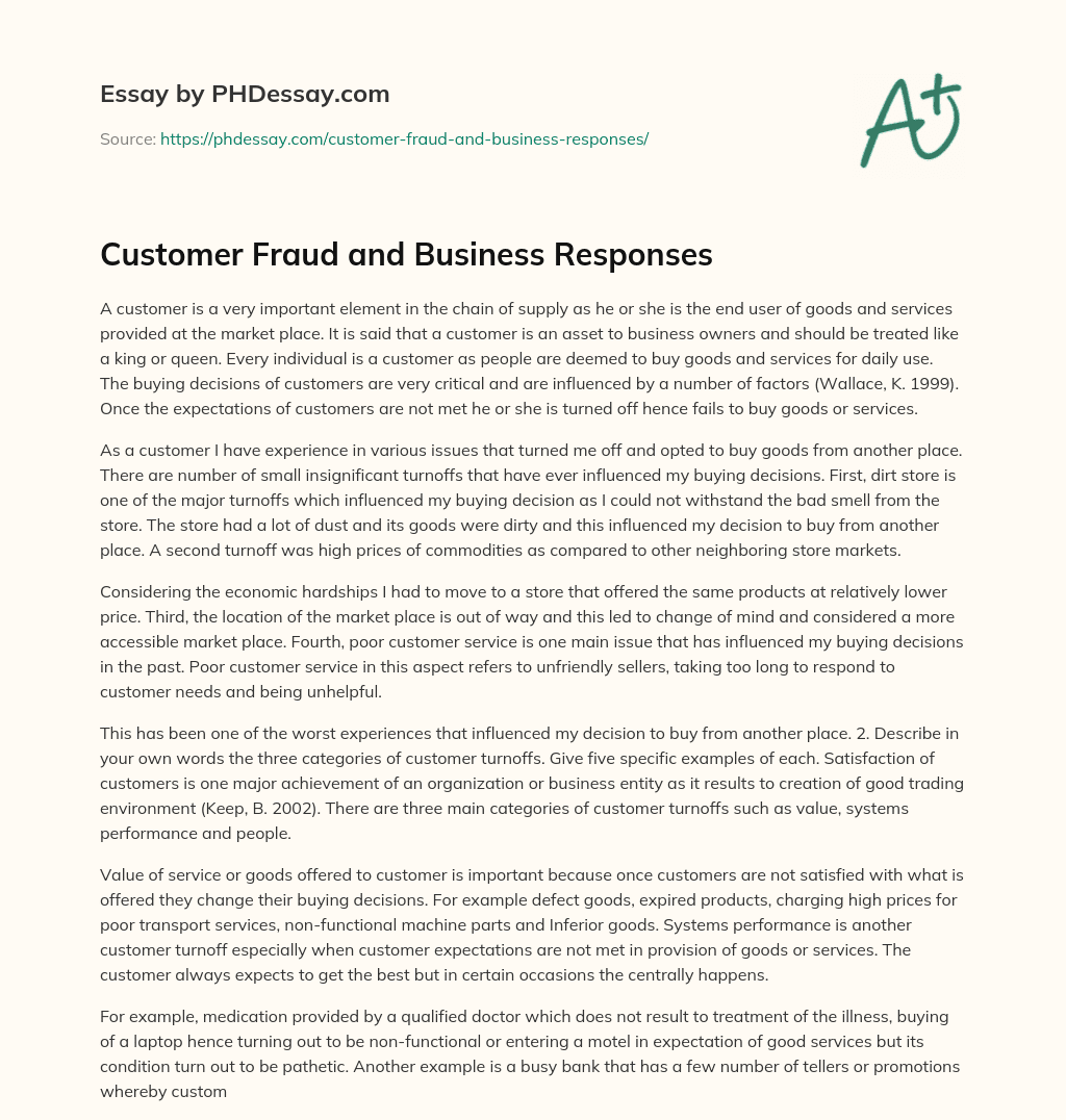 Customer Fraud and Business Responses essay