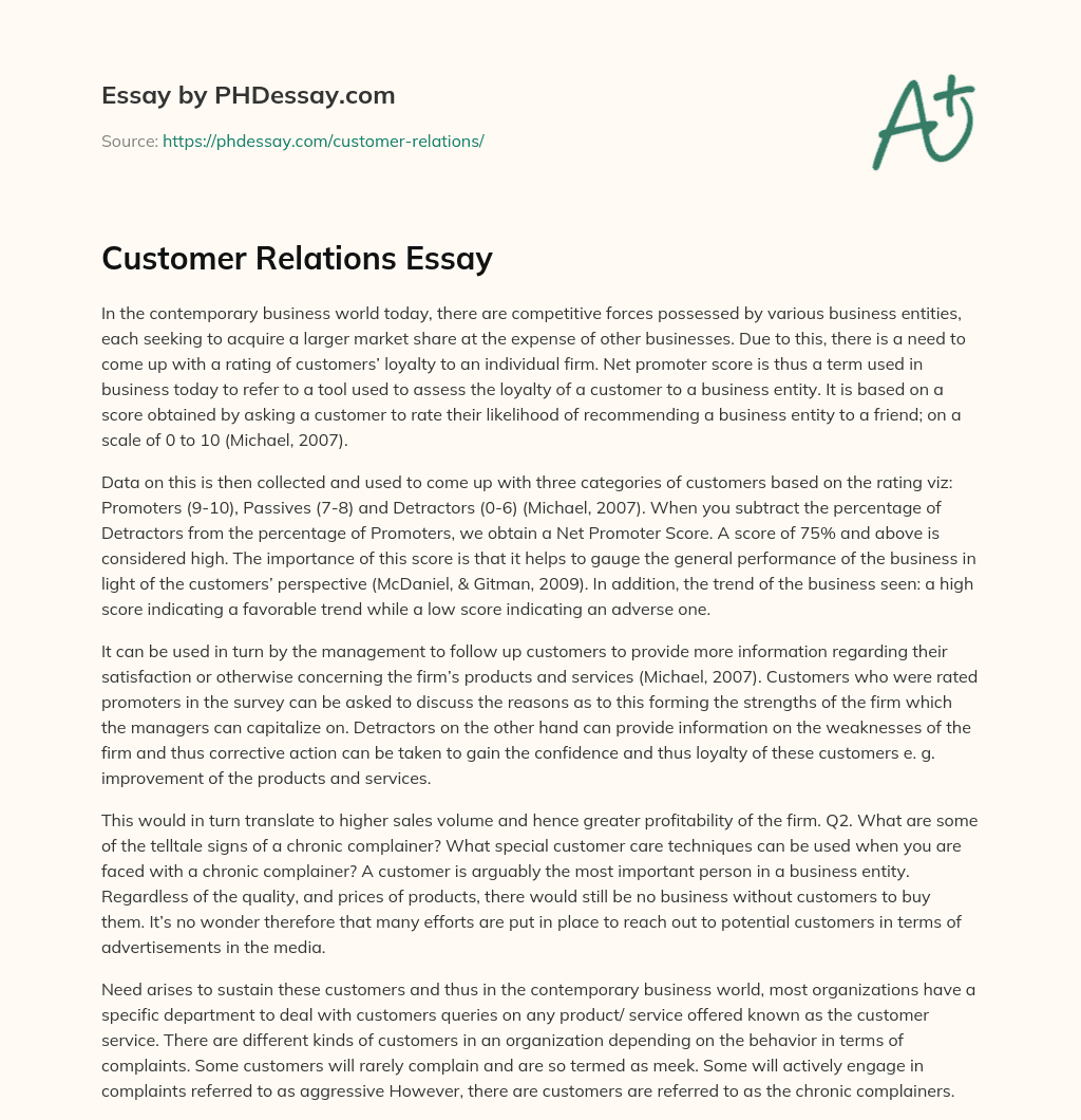 customer relations essay