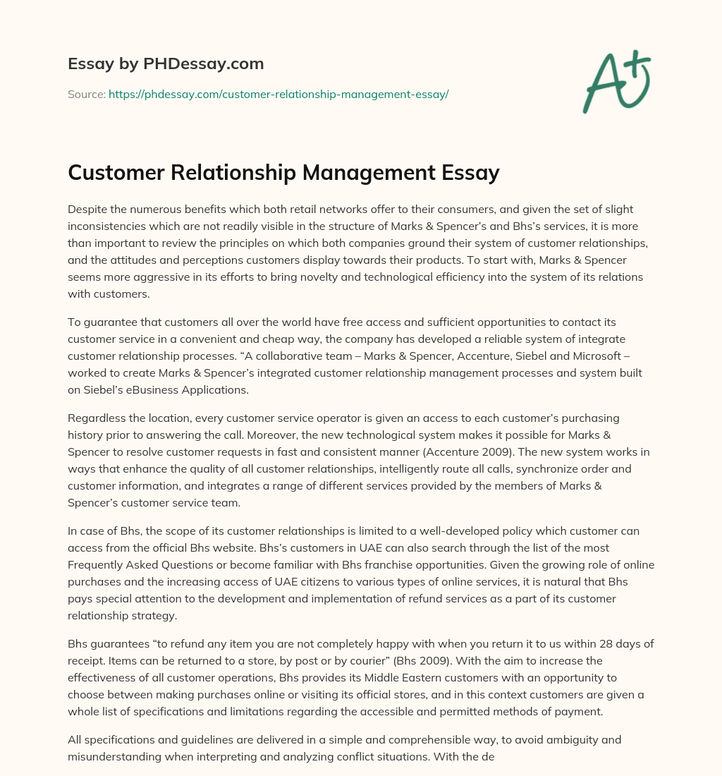 an essay on customer relationship management