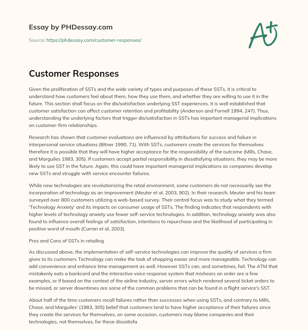 Customer Responses essay