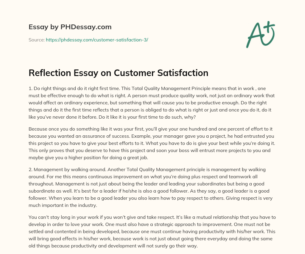 essay on customer satisfaction