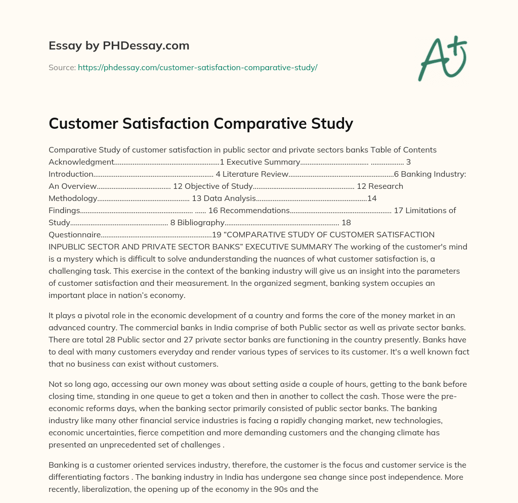 Customer Satisfaction Comparative Study essay