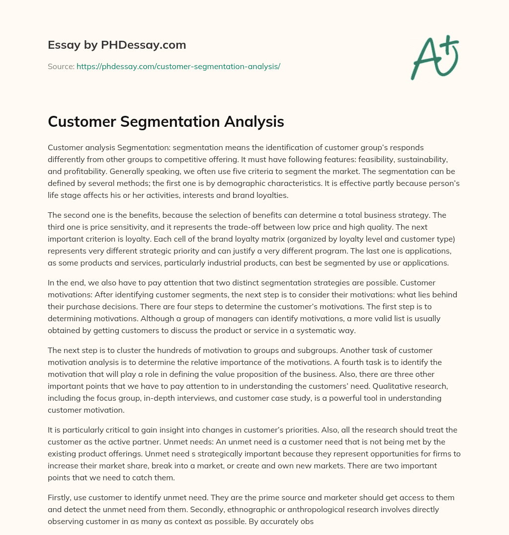 research paper on customer segmentation