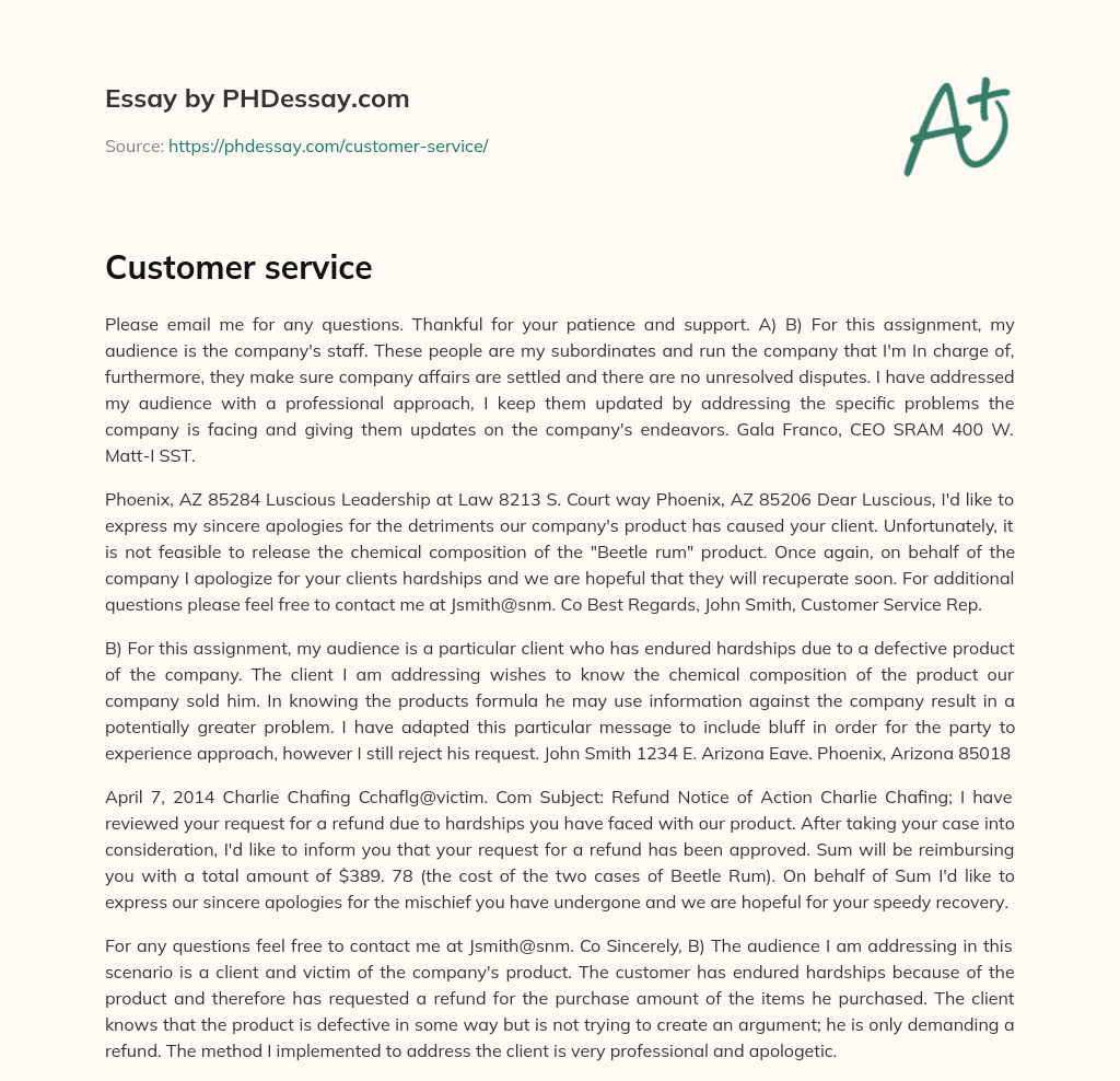 Customer service essay
